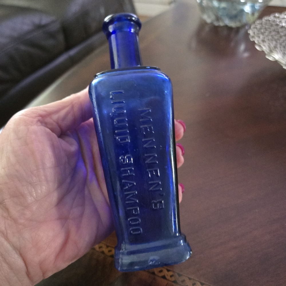 Antique Blue Glass Shampoo Bottle